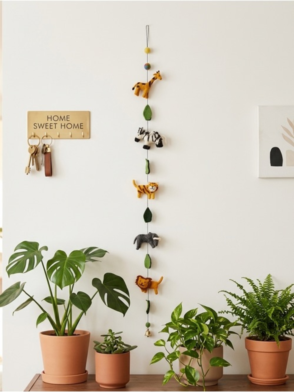 Handmade Felt Animal Wall Hanging Garland Multicolour Set of 2- Home Wall Decor